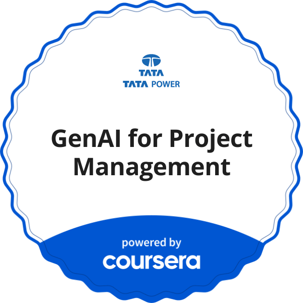 GenAI for Project Management completion badge issued by COURSERA