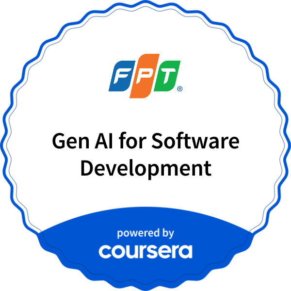 Gen AI for Software Development completion badge issued by COURSERA