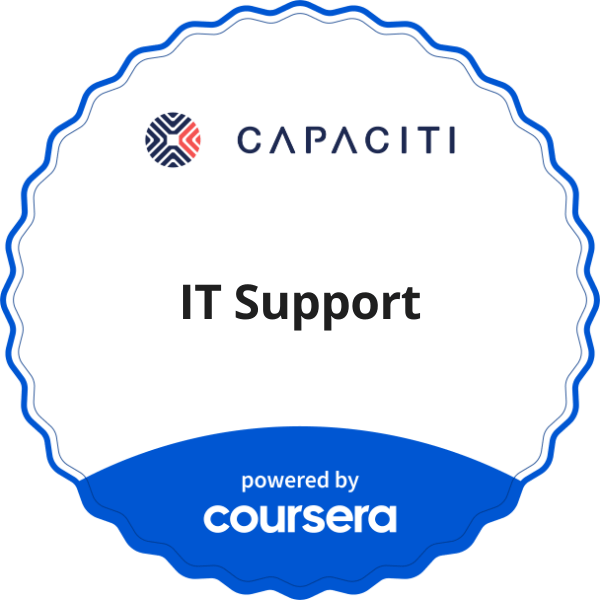 IT Support completion badge issued by COURSERA