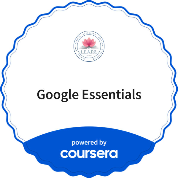 Google Essentials completion badge issued by COURSERA