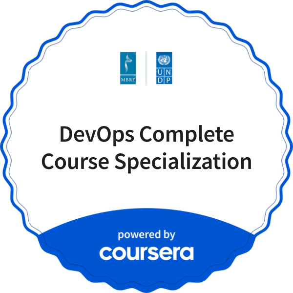 DevOps Complete Course Specialization completion badge issued by COURSERA