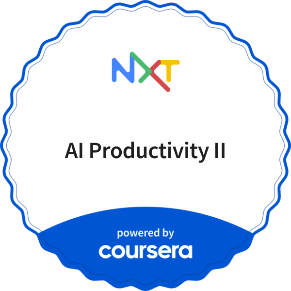 AI Productivity II completion badge issued by COURSERA