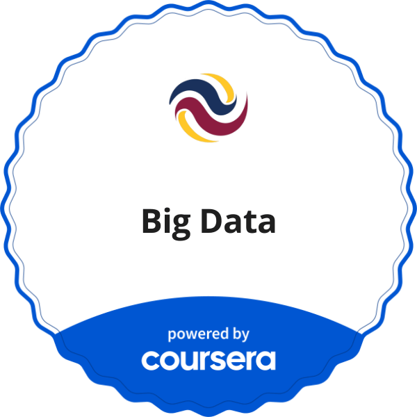 Big Data completion badge issued by COURSERA