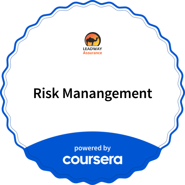 Risk Manangement completion badge issued by COURSERA