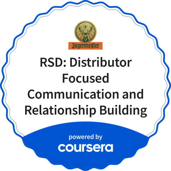RSD: Distributor Focused Communication and Relationship Building completion badge issued by COURSERA