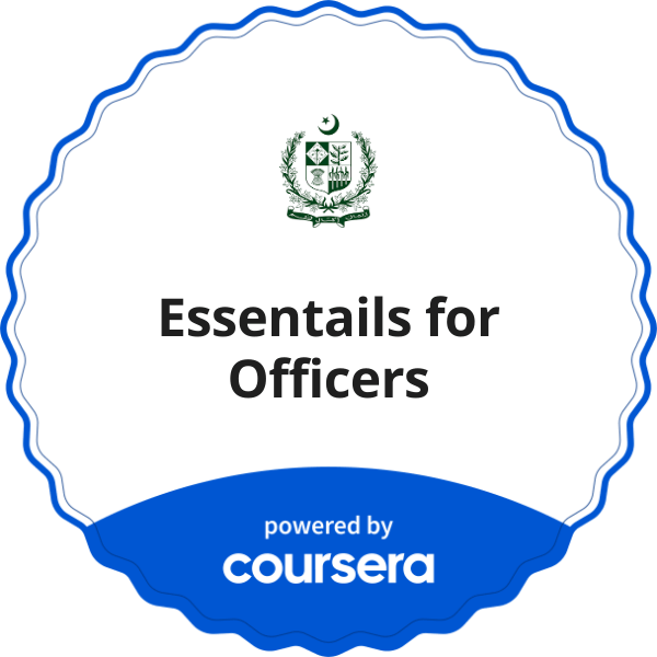 Essentails for Officers completion badge issued by COURSERA