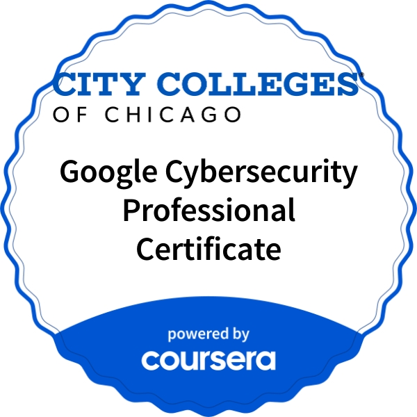 Google Cybersecurity Professional Certificate completion badge issued by COURSERA