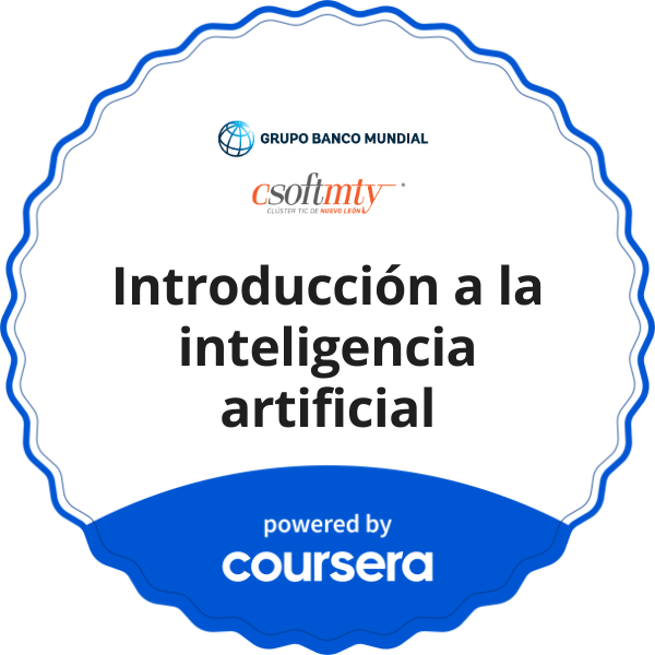 Introducción a la inteligencia artificial completion badge issued by COURSERA