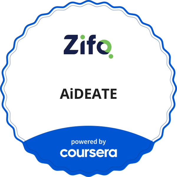 AiDEATE completion badge issued by COURSERA