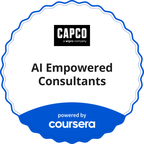 AI Empowered Consultants completion badge issued by COURSERA