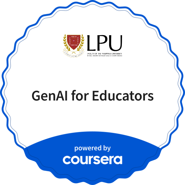GenAI for Educators completion badge issued by COURSERA