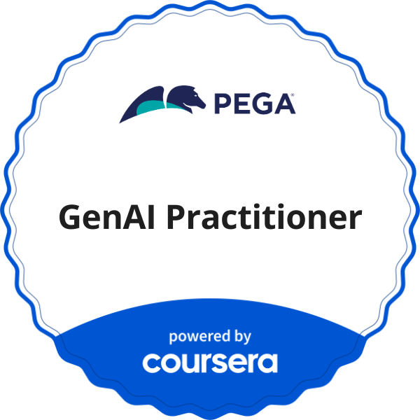 GenAI Practitioner completion badge issued by COURSERA