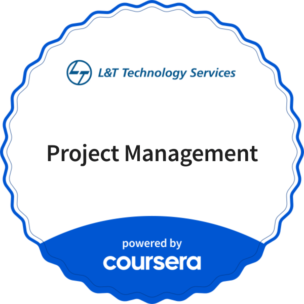 Project Management completion badge issued by COURSERA