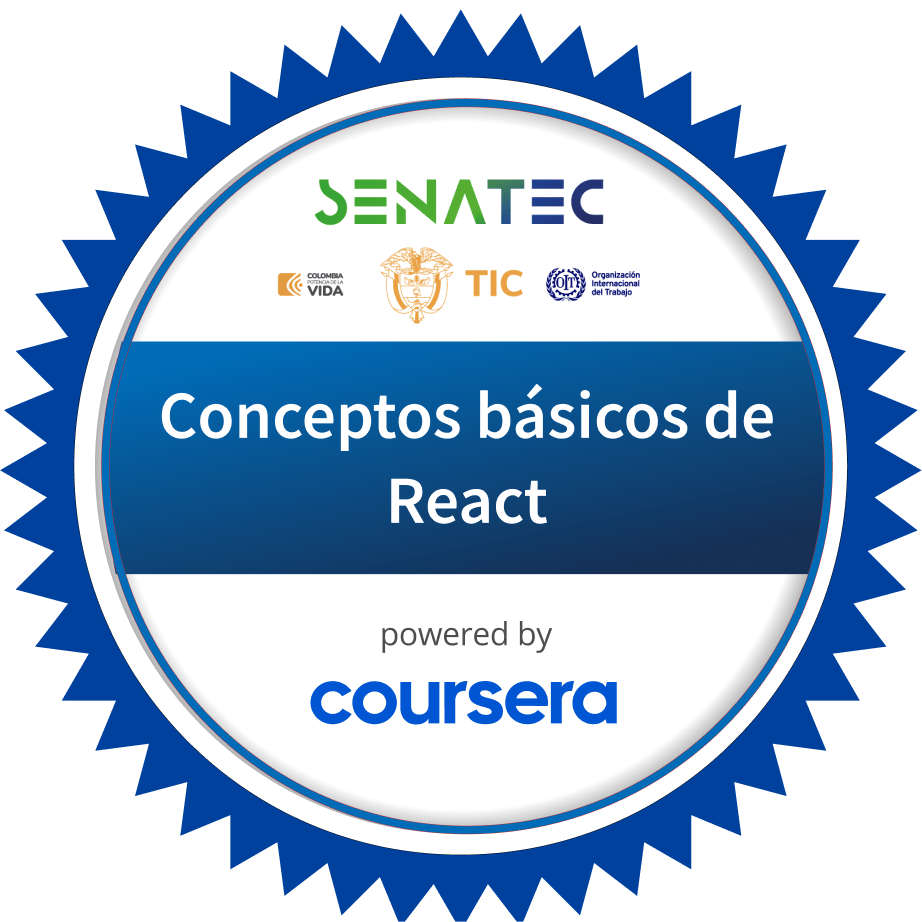 Conceptos básicos de React completion badge issued by COURSERA