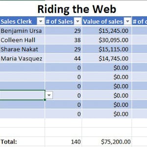 Interweaving Tables, References, and Links in Excel from Coursera Project Network online course platform