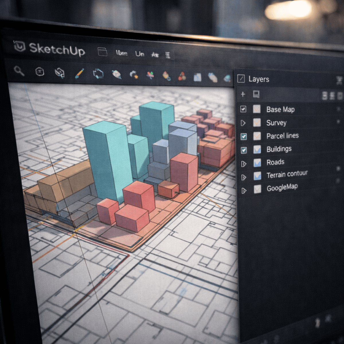 Apply Urban Scale Mapping Techniques Using SketchUp