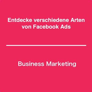 Entdecke verschiedene Arten von Facebook Ads - Online CE Course