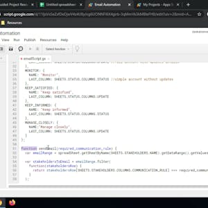 Automating Team Communication with Google Sheets and Apps Script from Coursera Project Network online course platform