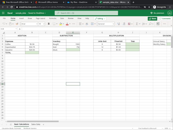 Using Basic Formulas and Functions in Microsoft Excel (Short Course ...