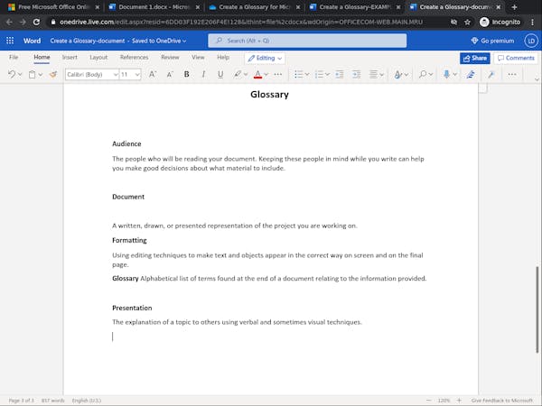 Create a Glossary in Microsoft Word 365 (Short Course) | Coursera