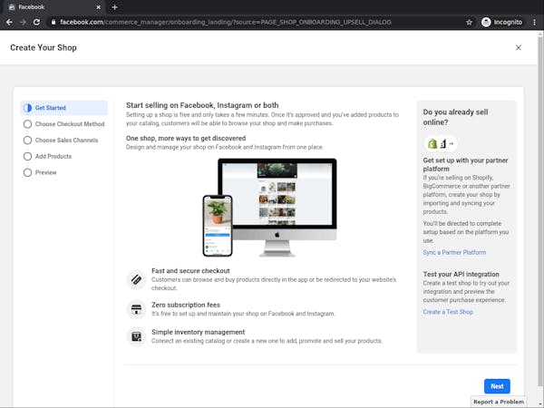 Create a Facebook Shop in Commerce Manager