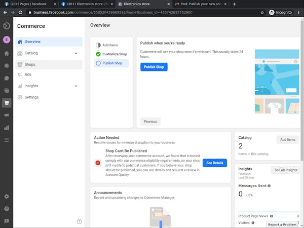 Create a Facebook Shop in Commerce Manager