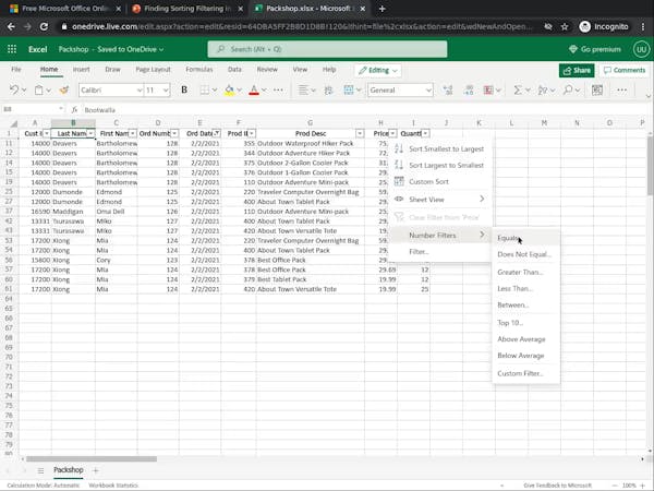 Finding, Sorting, & Filtering Data in Microsoft Excel