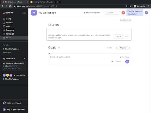 Asana Tutorial Screenshots Getting Started with Asana