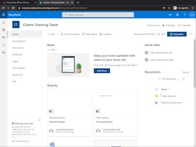 Getting Started in Microsoft SharePoint