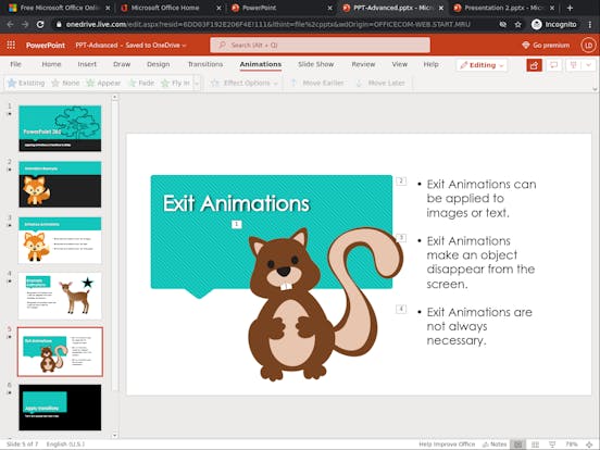 Use Animations and Transitions in PowerPoint 365 Use Animations and Transitions in PowerPoint 365