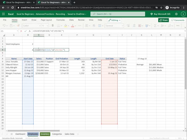 Excel for Beginners: Advanced Functions