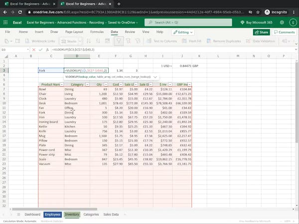 Excel for Beginners: Advanced Functions