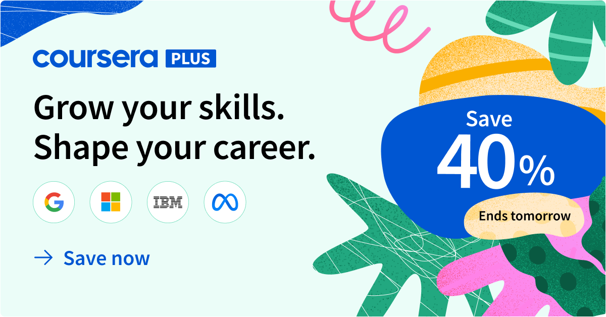 Google, IBM, Microsoft, Meta logo and coursera plus