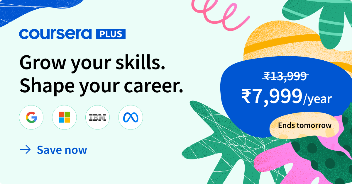 Google, IBM, Microsoft, Meta logo and coursera plus