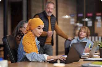 A lady using her laptop