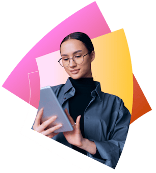 Professional woman exploring learning content on a tablet