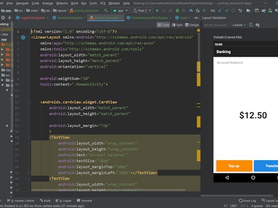 android banking application using sqlite