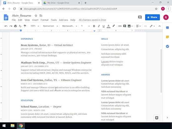 create a resume and cover letter with