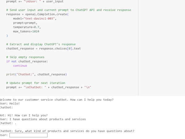 Customer Service with Python: Build a Chatbot using ChatGPT
