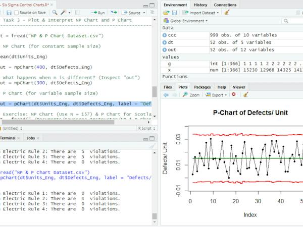 Charts R Studio Code RStudio for Six Sigma - Control Charts
