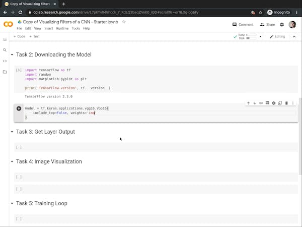 Visualizing Filters of a CNN using TensorFlow