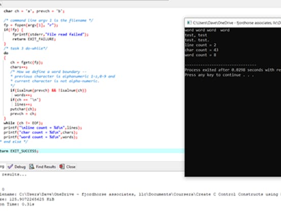 Create C Control Constructs using DevC++