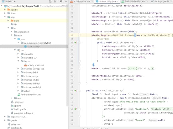 build a simple app in android studio with java