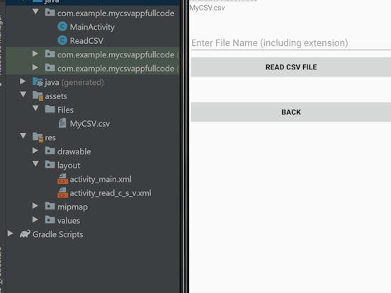 access csv in an android studio project
