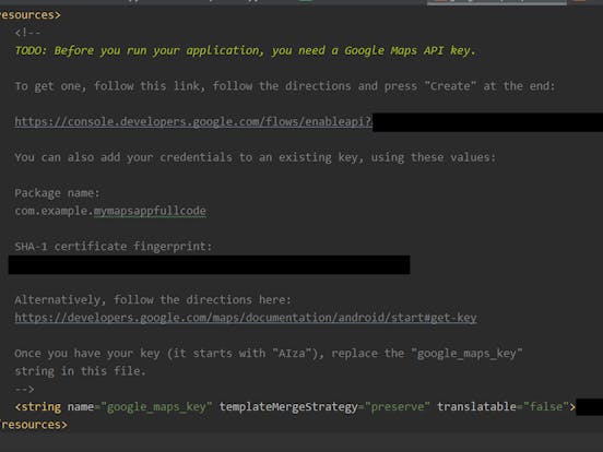 access maps in an android studio project