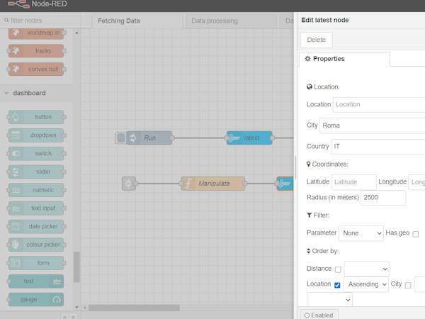 Real-time data visualization dashboard using Node-red
