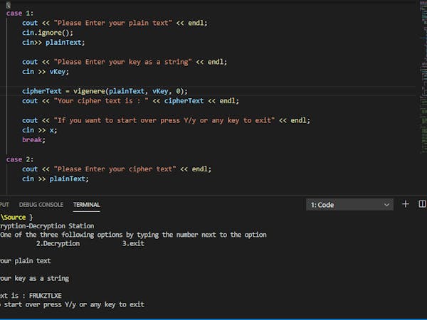 Encryption and Decryption using C++