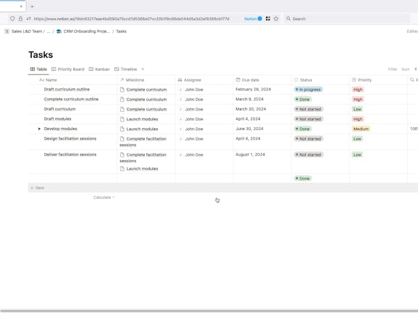 Notion Task Preview Notion for Beginners: Create a Project Plan (Short Course) | Coursera