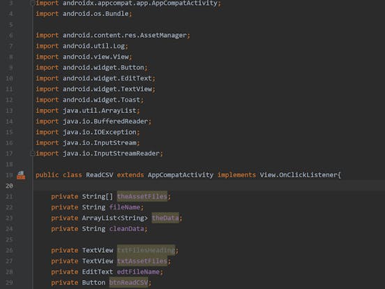 access csv in an android studio project