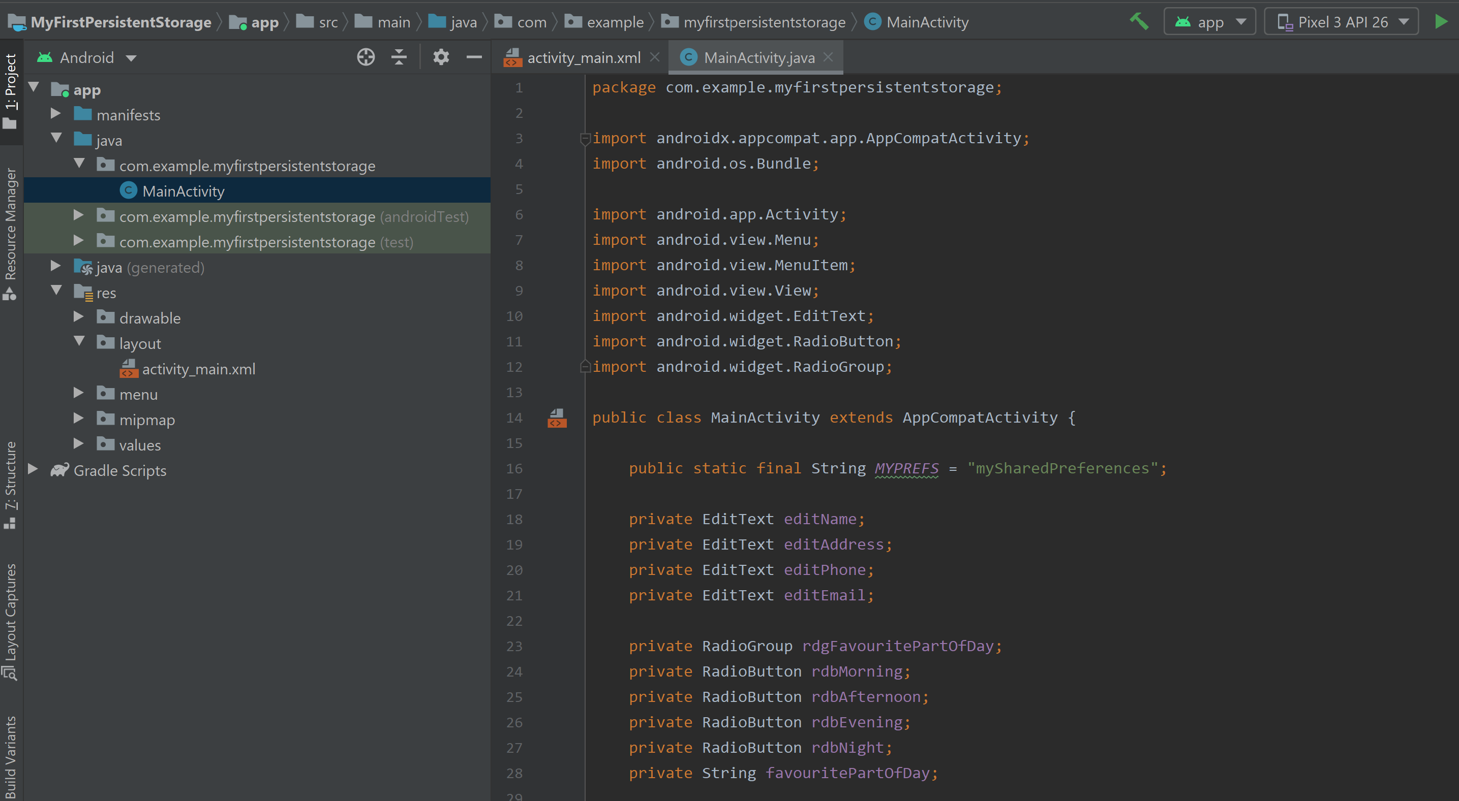 timed intent android studio